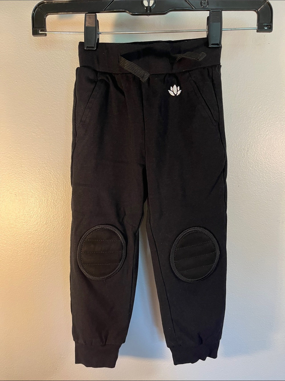 Black Kids Jogger Sweatpants with Quilted Knee Patches